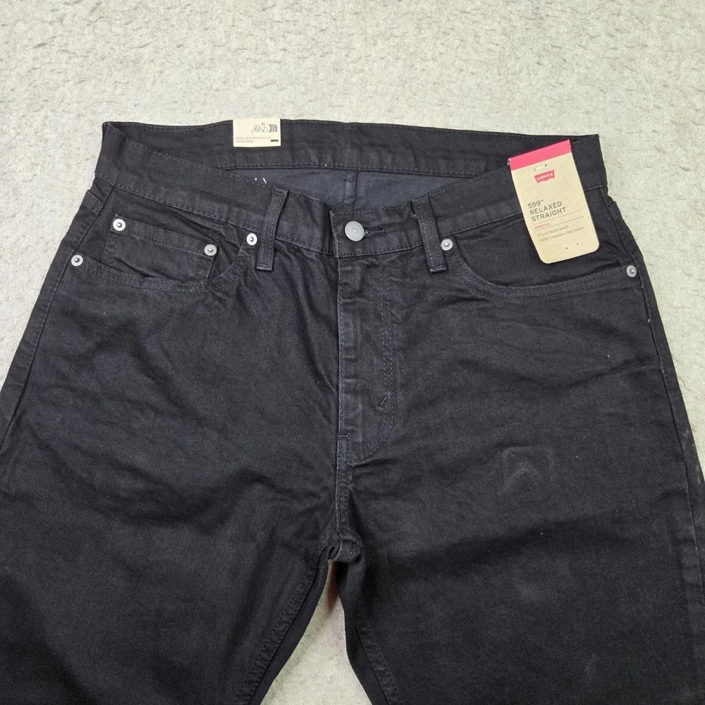 Levis 559 Relaxed Straight Jeans Mens 33x32 Black Denim 00559-0239 NEW